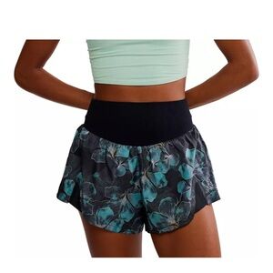 Free People shorts winter Floral Black Teal large NeW carpe diem